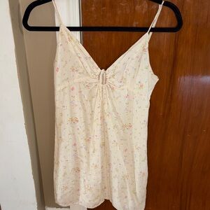 Cream Floral Spaghetti Strap Sundress
